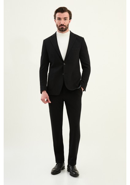 Dokulu Slim Fit Mono Yaka Torca Cep Beli Lastikli Ipli Erkek Takım Elbise modelleri