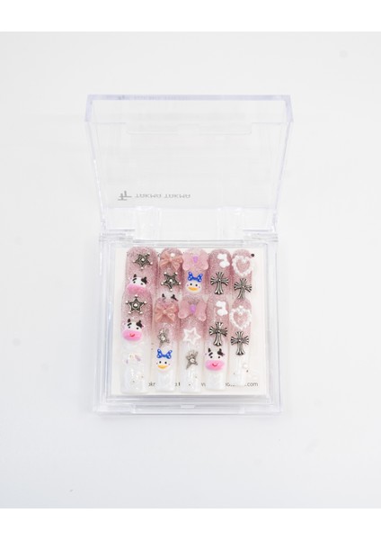 10'lu Beyaz Extra Extra Extra TT1438 Tekrar Kullanılabilir El Yapımı Protez Takma Tırnak - Beyaz-M indirimleri