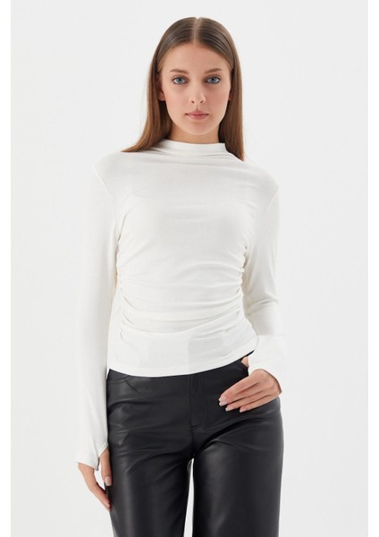 Drapeli Bluz Ekru modelleri
