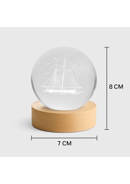 Gemi Figürlü LED Işıklı USB Bağlantılı Renk Değiştiren 3D Cam Küre Gece Lambası modelleri