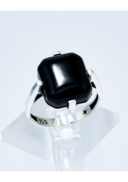 Doğal Siyah Oniks Taşlı 925 Ayar Gümüş Erkek Yüzük – Zarif Tasarım fiyatları