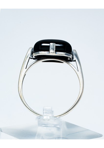 Doğal Siyah Oniks Taşlı 925 Ayar Gümüş Erkek Yüzük – Zarif Tasarım indirimleri