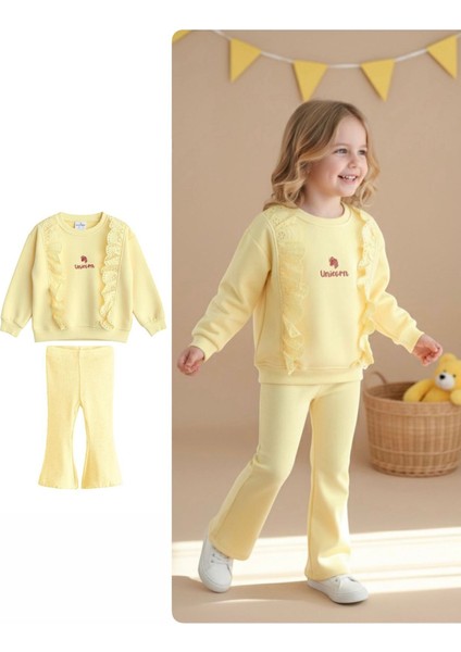 Uncrn Fisto Detaylı Kız Çocuk 2 li takım - Sarı fiyatları