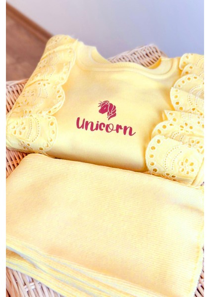 Uncrn Fisto Detaylı Kız Çocuk 2 li takım - Sarı fırsatları