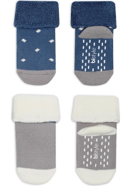 Puanlı Kaymaz Havlu Soket Çorap 2li BS10502 Indigo Gri fiyatları