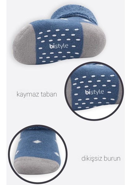 Puanlı Kaymaz Havlu Soket Çorap 2li BS10502 Indigo Gri fırsatları