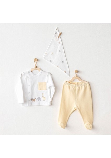 AC25807 Side Snap Set Little King 3lü Zıbın Set Yellow