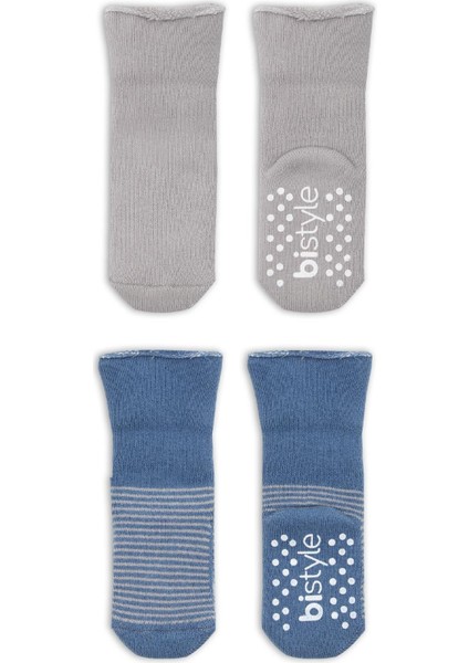 2li Çemberli Kaymaz Havlu Soket Çorap 10503 Indigo Gri modelleri