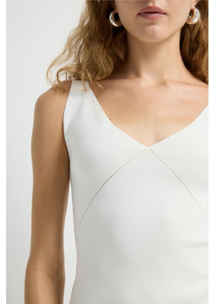 V Yaka Triko Bluz Kemik 11545821000 fiyatları