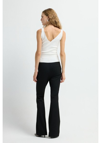 V Yaka Triko Bluz Kemik 11545821000 indirimleri