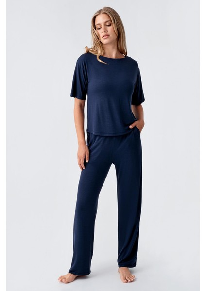 Kısa Kollu Esnek Viskoz Pijama Takım 18215