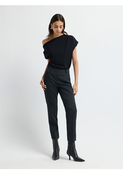 Paçası Yırtmaçlı Yandan Cepli Pantolon Siyah 15326539168