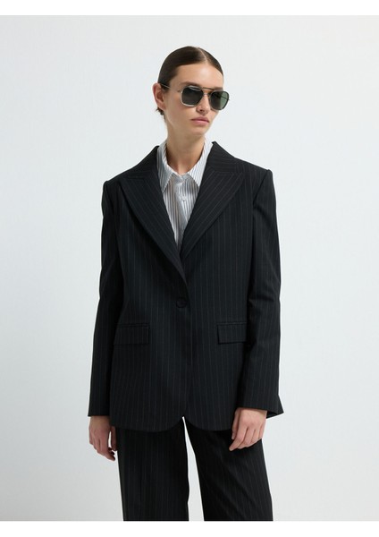 Mono Kapama Çizgili Ceket C.siyah 11945692000 fırsatları