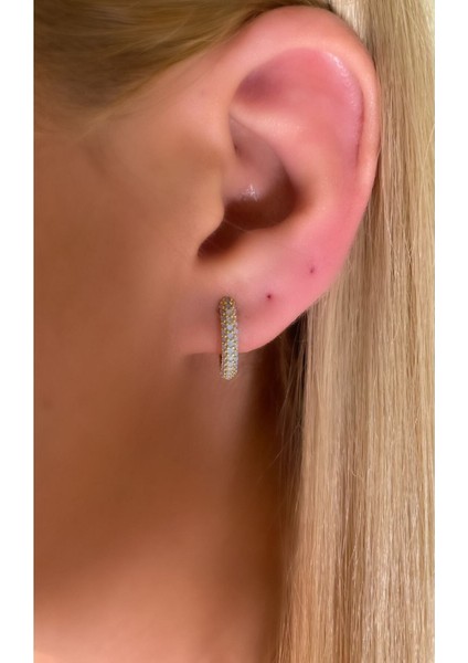 Bebe Mavisi Zirkon Taşlı Orta Boy Altın Kaplama Halka Küpe 925 Ayar Gümüş Tek Adet fiyatları