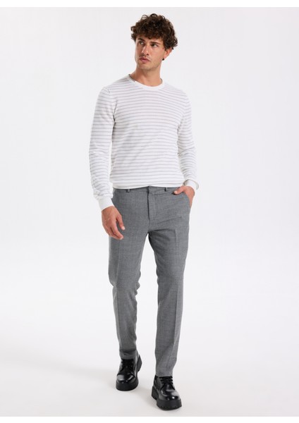 Normal Bel Açık Paça Paça Slim Fit Gri Erkek Pantolon Cıty- 2