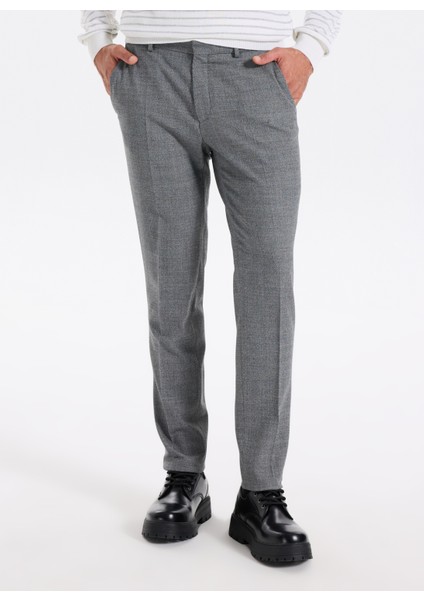 Normal Bel Açık Paça Paça Slim Fit Gri Erkek Pantolon Cıty- 2 modelleri