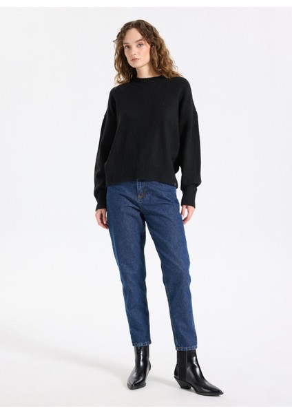 Yüksek Bel Düz Paça Mom Fit Indigo Kadın Denim Pantolon J5WL-PNT7030 fiyatları