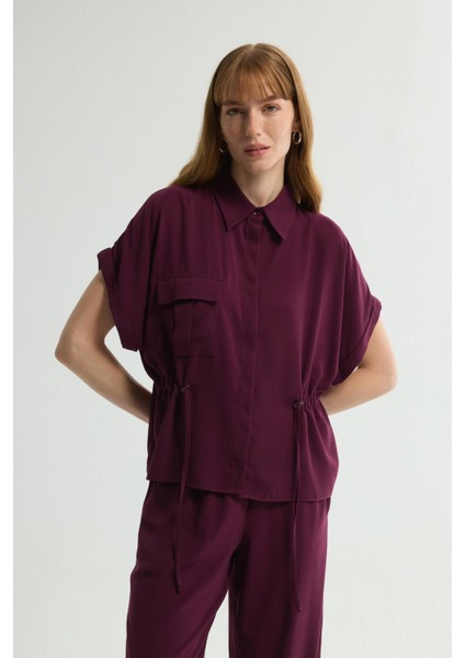 Beli Büzgülü Cep Detaylı Gömlek Murdum 130L9399001