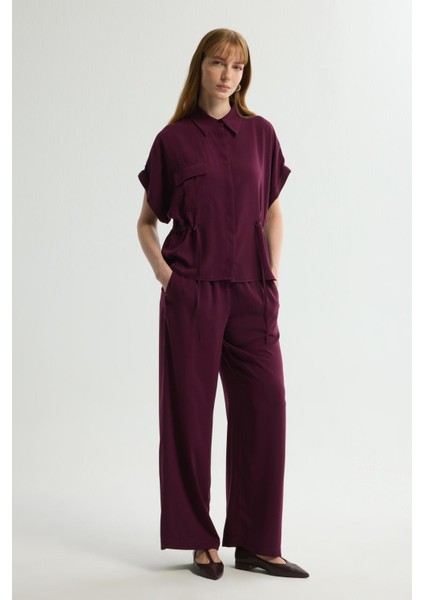 Beli Büzgülü Cep Detaylı Gömlek Murdum 130L9399001 modelleri