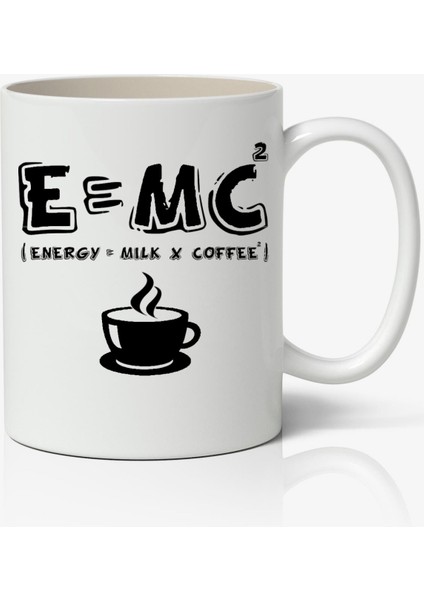 E=mc2 Matematik Einstein Matematik Öğretmeni Kahve Temalı Beyaz Kupa Bardak
