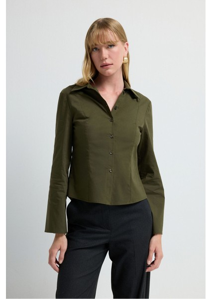Fit Poplin Gömlek Haki 13045811000