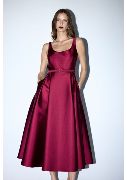 Kolsuz Midi Boy Elbise Bordo 12443243003 fiyatları