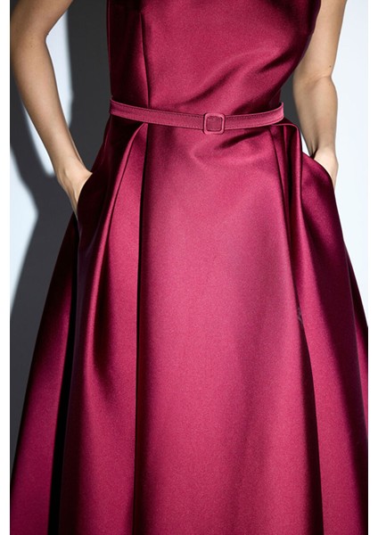 Kolsuz Midi Boy Elbise Bordo 12443243003 modelleri