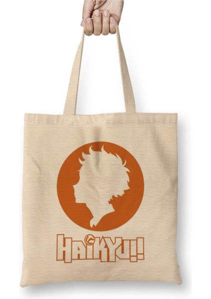 Haikyuu Anime Karasuno Shoyo Hinata Beyaz Bez Çanta Uzun Saplı Alışveriş Çantası Plaj Çantası