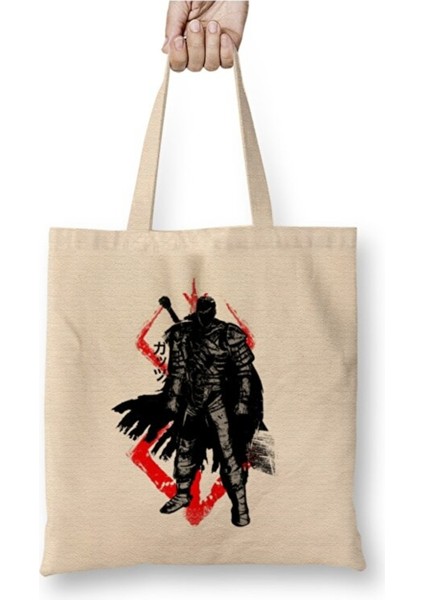 Crimson Guts Berserk Bez Çanta Uzun Saplı Alışveriş Çantası Plaj Çantası