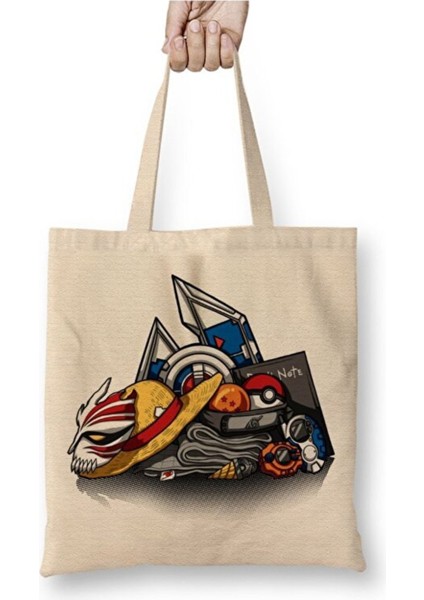 Anime One Piece Luffy Hasır Şapka Monkey Bez Çanta Uzun Saplı Alışveriş Çantası Plaj Çantası