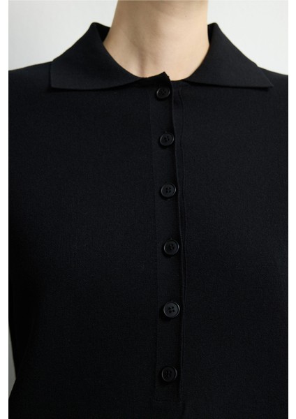 Düğmeli Triko Kazak Siyah 139M2277000 fiyatları