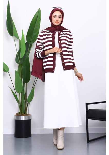 Bordo Düğmeli Soğuk İplik Triko Hırka fiyatları