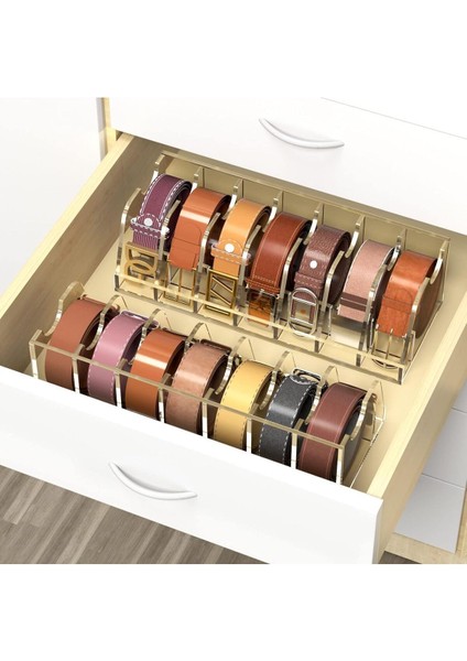 Kemer Düzenleyici, 7 Bölmeli Dolap ve Çekmece Için Akrilik Kemer Saklama Tutucu, Sergileme Standı fırsatları