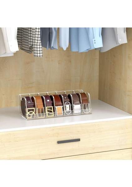 Kemer Düzenleyici, 7 Bölmeli Dolap ve Çekmece Için Akrilik Kemer Saklama Tutucu, Sergileme Standı indirimleri