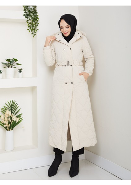 Kadın Ince Dolgulu Uzun Nova Kumaş Çıt Çıtlı Mont Kaban 1174 modelleri