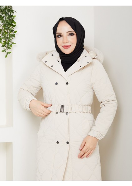 Kadın Ince Dolgulu Uzun Nova Kumaş Çıt Çıtlı Mont Kaban 1174 fırsatları