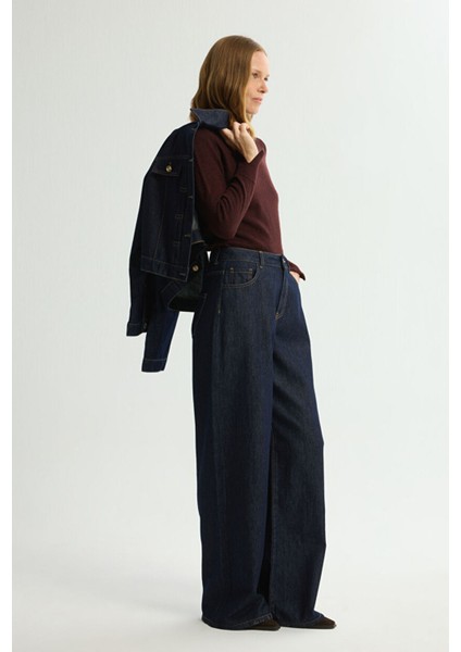 Bol Paça Denim Pantolon Lacivert 153L9737000 indirimleri