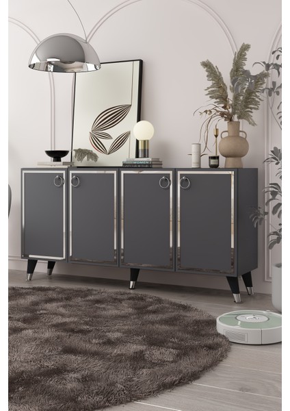 8205-1CT KB150 Konsol, Tv Ünitesi Antrasit-Altın