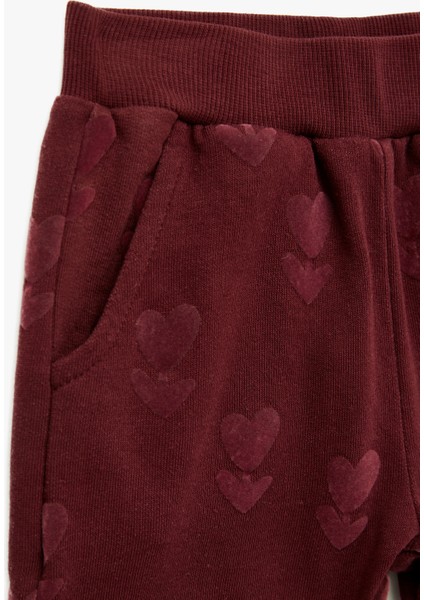 Kalp Baskılı Beli Lastikli Cepli Pamuklu Eşofman Altı modelleri