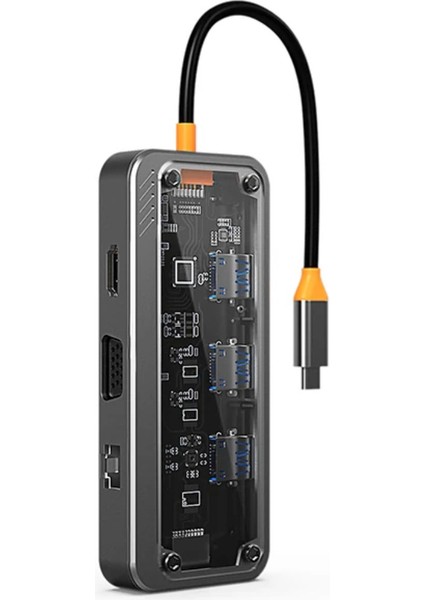 Turbo 100W Type-C Hdmı Ethernet VGA 3.5mm Jack Sd Kart Çevirici Okuyucu Dönüştürücü ipad macbook