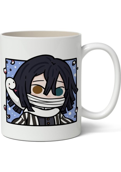 Demon Slayer: Kimetsu No Yaiba Obanai Iguro Avatar Anime Baskılı Beyaz Porselen Kupa Bardak