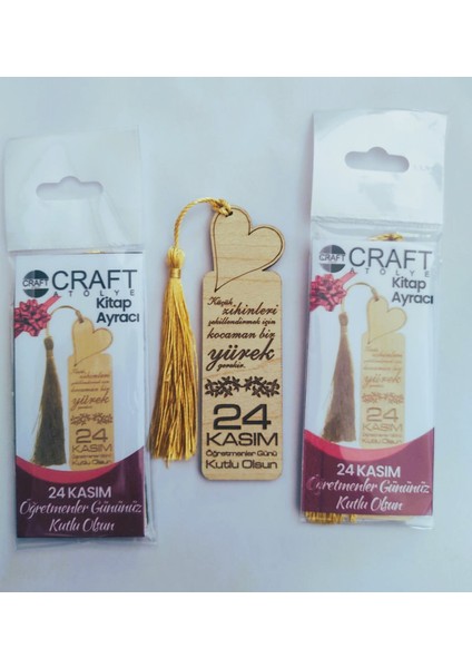 Kitap Ayracı - 24 Kasım Kalpli Ayraç - 4 Adet Kitap Ayracı - Öğretmenler Günü Hediyesi fiyatları