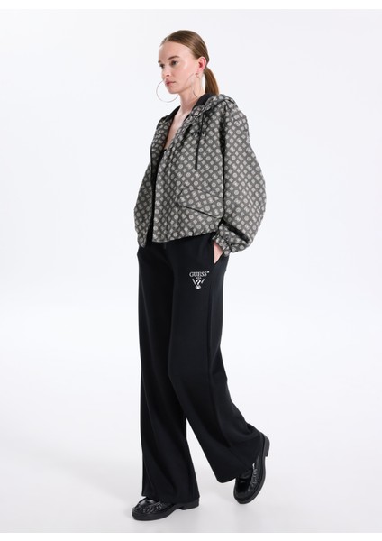 Ekru Kadın Rahat Logo Baskılı Eşofman Altı Roberta