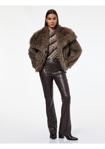 Slim Fit Normal Paça Kemerli Nervürlü Suni Deri Pantolon