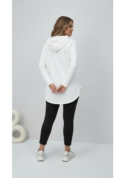 Kadın Büyük Beden Uzun Kollu Kapüşonlu Kanguru Cepli Sweatshirt 2016 fırsatları