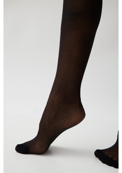Kadın Fileli İnce Külotlu Çorap Siyah