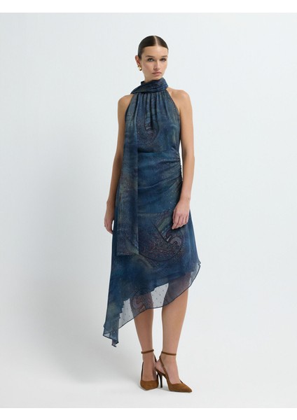 Desenli Şifon Elbise Emp.lacivert 12443403003 fiyatları