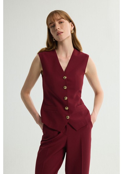 Fleto Cepli Yelek Bordo 179L9404001