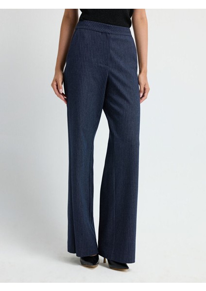 Denim Görünümlü Çizgili Bol Paça Pantolon C.lacivert 15341703021 modelleri