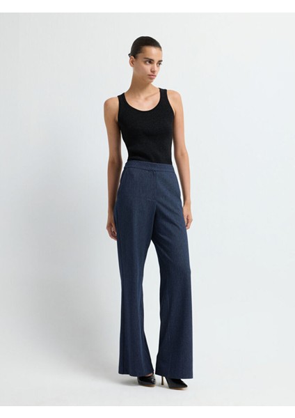 Denim Görünümlü Çizgili Bol Paça Pantolon C.lacivert 15341703021 fırsatları